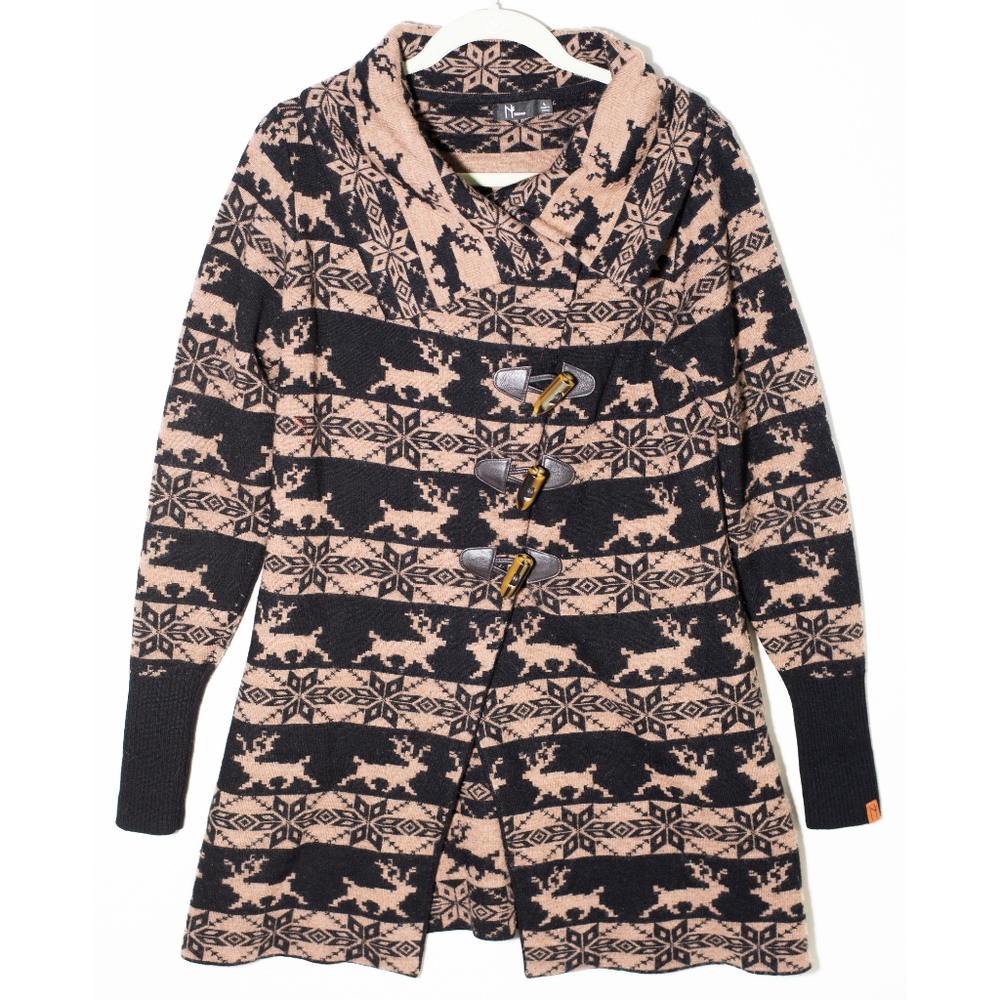 NEVE Designs Cardigan Sweater, Reindeer Graphic L